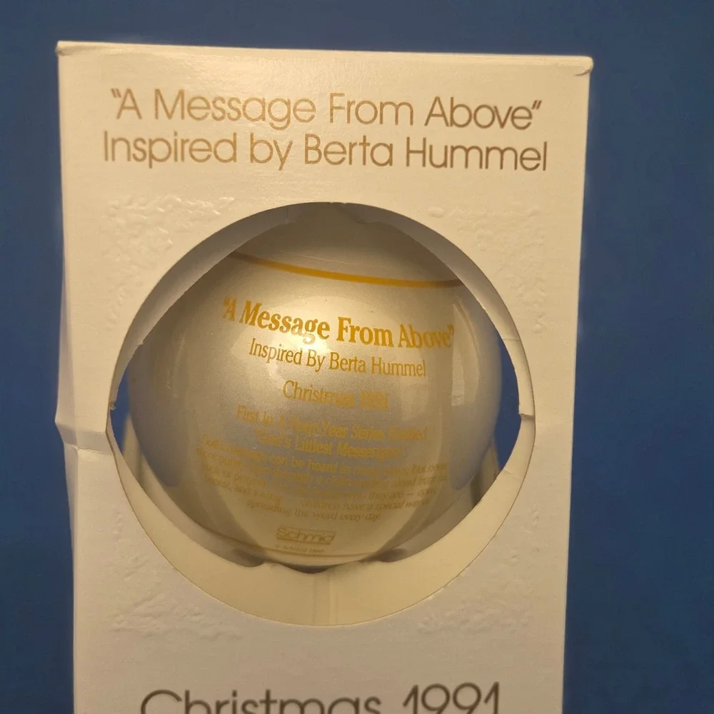 Berta Hummel Christmas 1991 Ornament A Message From Above Schmid Vintage Boxed